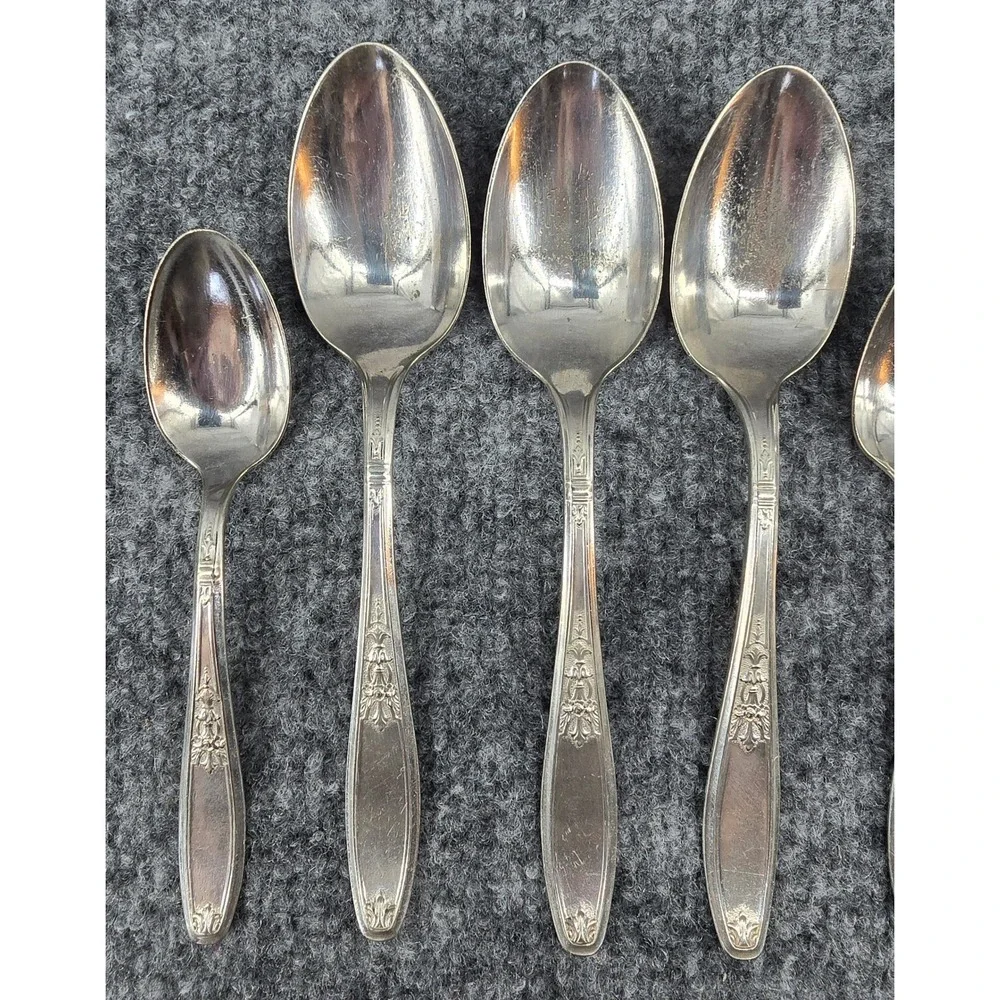 Set of 6 1847 Rogers Bros Ambassador Spoons Vintage Silverplate Floral Silverwar